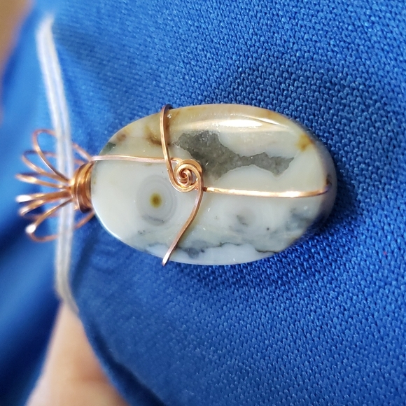 Oval Ocean Jasper & Copper Penadant. - Picture 3 of 4